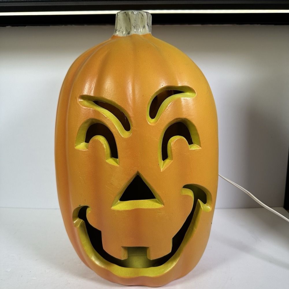 Vintage 16"Halloween Pumpkin Blow Mold Electric Light Scary Jack O Lantern Decor - Picture 2 of 8